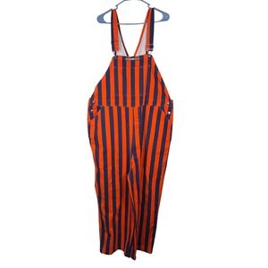 Game Bibs Striped Overalls Mens XL Orange Navy Cotton Gameday Fan Gear Tailgate
